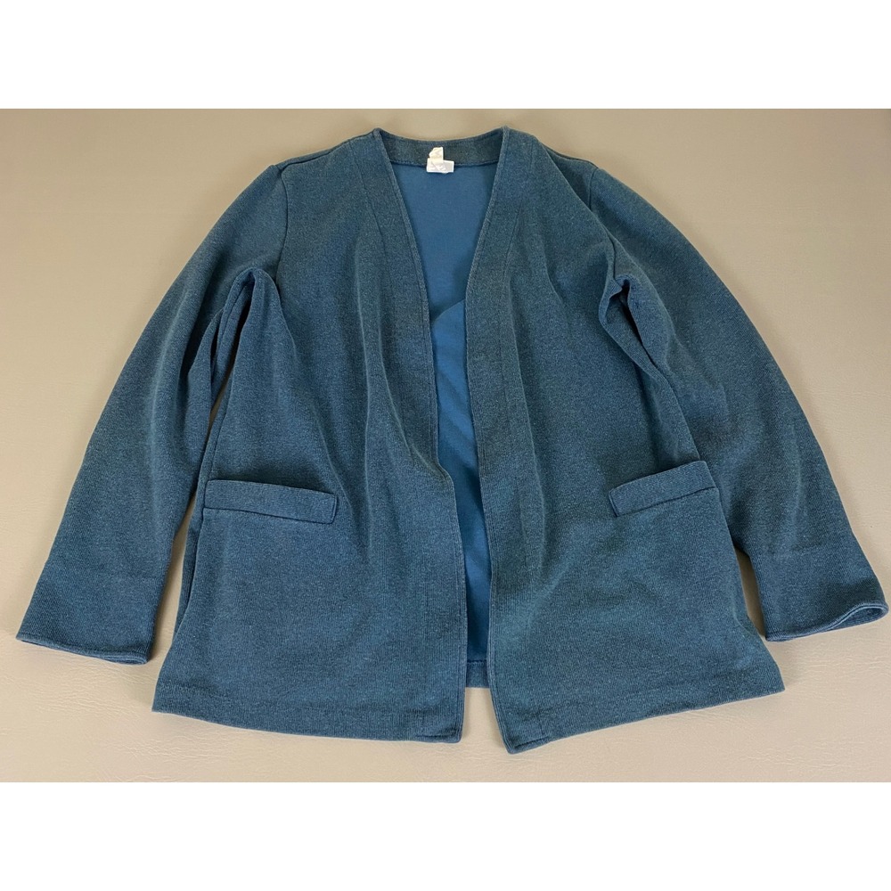 Vintage Weekenders Cardigan Sweater Blazer Women's Large Teal Blue Knit *Flaws